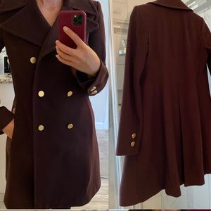 Italian wool coat with matte golden accents